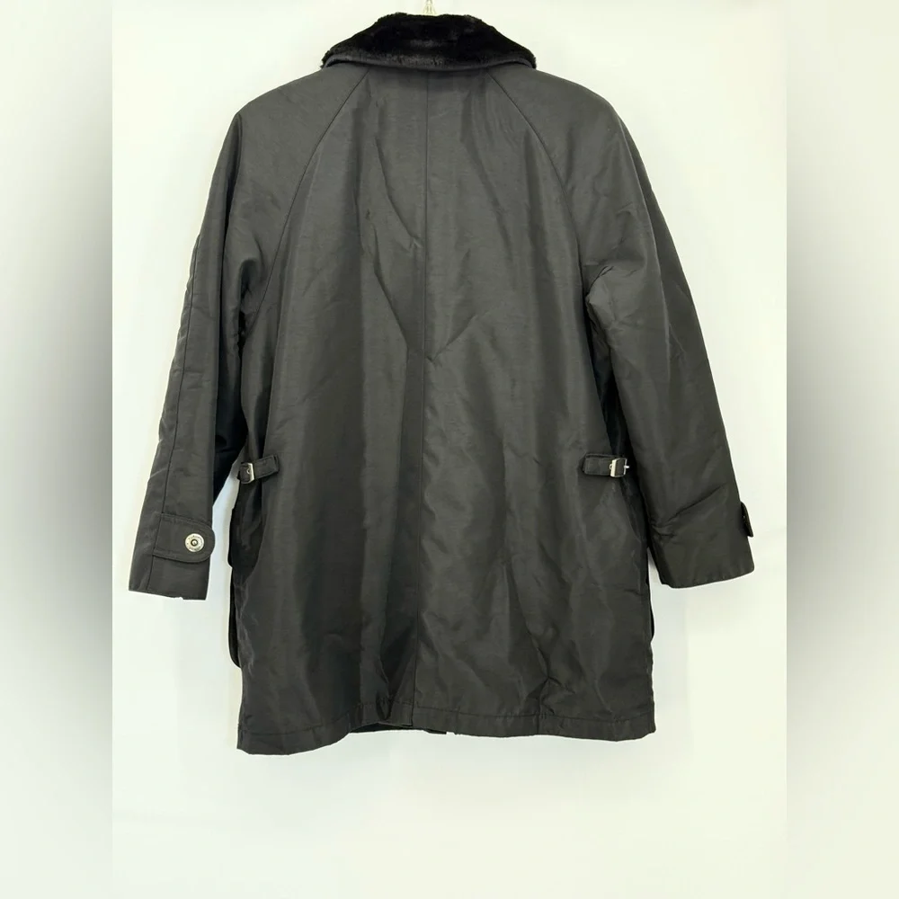 Gallery Faux Fur Black Women Jacket Size Small Removable Collar